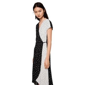 Midi polka dot wrap dress